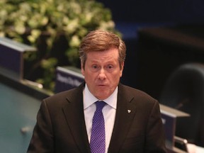 Toronto Mayor John Tory on Wednesday, Feb. 11, 2015 during a council meeting at City Hall. (Veronica Henri/Toronto Sun)