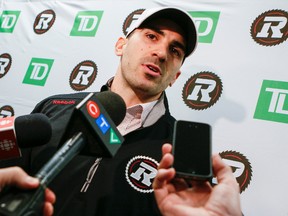 The Ottawa Redblacks have signed former University of Ottawa QB Brad Sinopoli as a receiver. Brad as he is interviewed by members of the Ottawa media. February 11, 2015. (Errol McGihon/Ottawa Sun/QMI Agency)