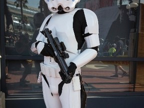 Cosplayer Michael Qoyawayma poses in his "Storm Trooper TK9729" costume, inspired by the Stormtroopers from the "Star Wars" movies, during the 2013 San Diego Comic-Con (SDCC) International in San Diego, California July 18, 2013. REUTERS/Fred Greaves/Files