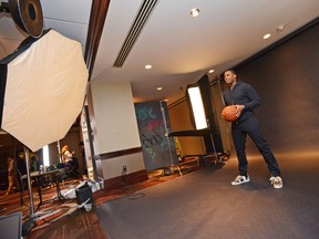 Kyle Lowry of the Toronto Raptors poses for portraits during the NBA’s all-star weekend at the Sheraton Times Square Hotel. (AFP)