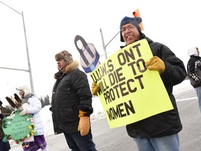 Star photo
Protesters held up traffic at the crossroads of highways 6 and 17 near Espanola on Friday.