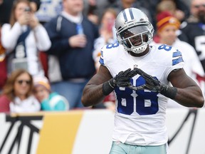 Cowboys wide receiver Dez Bryant celebrates after scoring a touchdown against the Redskins during NFL action in Landover, Md., on Dec. 28, 2014. (Geoff Burke/USA TODAY Sports/Files)