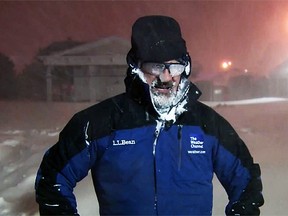 The Weather Channel's Jim Cantore was in New England to report on severe winter weather when, much to his glee, thundersnow struck. (YouTube)