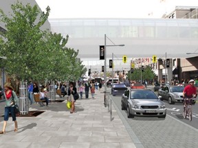 An artist's rendering of an improved Rideau St. outside the Rideau Centre. 
Source: Rideau/Arts Court public realm plan.
OTTAWA SUN/QMI AGENCY