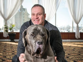 Gilles Godbout and his dog, Popeye. (JOEL LEMAY/QMI Agency)