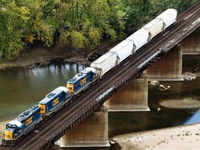 A CSX freight train crosses the Potomac River in Harpers Ferry, West Virginia in this file photo from October 16, 2012. (REUTERS/Gary Cameron/Files)
