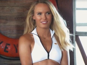 Caroline Wozniacki is seen during a recent SI Swimsuit shoot.
