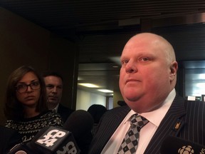 Councillor Rob Ford talks to reporters on Tuesday. (DON PEAT, Toronto Sun)