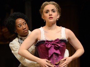 Sophia Walker plays Esther Wills and Ruby Joy is Mrs. Van Buren in the Grand Theatre production of Intimate Apparel. (MORRIS LAMONT, The London Free Press)