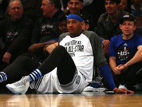 Carmelo Anthony of the New York Knicks looks on during the 2015 NBA All-Star Game at Madison Square Garden. (Elsa/AFP)