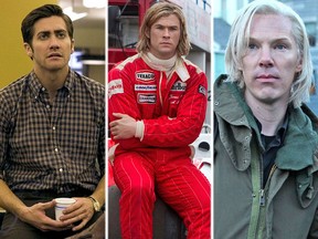 (L-R) Jake Gyllenhall in Zodiac, Chris Hemsworth in Rush and Benedict Cumberbatch in The Fifth Estate.