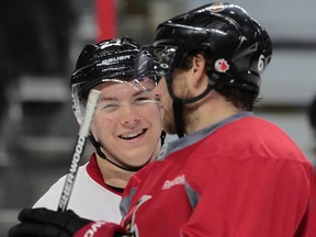 Curtis Lazar (left) repaid Bobby Ryan for flying him to Columbus by helping him move into his new Ottawa home. (Ottawa Sun Files)