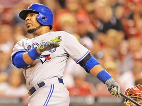 How much time Edwin Encarnacion has to spend with his glove or serving as the Jays' DH this season will depend on if Justin Smoak and Danny Valencia can hit well enough in a platoon at first base. (AFP)