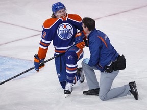 Jeff Petry left Wednesday's game after taking a puyck to the ribs. (Ian Kucerak, Edmonton Sun)