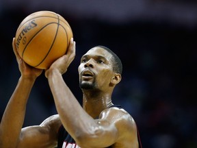 Chris Bosh of the Miami Heat takes a free throw against the Houston Rockets during their game at the Toyota Center on January 3, 2015 in Houston, Texas. (Scott Halleran/Getty Images/AFP)
