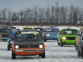 Dozens of racers with the need for speed raced around a track plowed on a pond just south of Stony Plain on Feb. 14 and 15. The first corner was a chance for racers to display their drifting talents. It was a fun and exciting day for all, except maybe for those drivers who veered into the snow banks. - Mitch Goldenberg, Reporter/Examiner