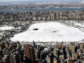 Snow and ice covers Central Park on a frigidly cold day in New York City. (Spencer Platt/AFP)