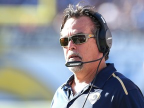 Head coach Jeff Fisher of the St. Louis Rams looks on during the game with the San Diego Chargers at Qualcomm Stadium on November 23, 2014. (Stephen Dunn/Getty Images/AFP)