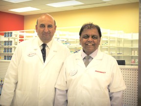 Pharmacists Tarek Hussein, left, and Dave Vyas. (Supplied photo)