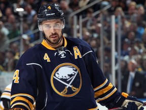Josh Gorges of the Buffalo Sabres skates against the Boston Bruins at First Niagara Center on October 18, 2014 in Buffalo. (Jen Fuller/Getty Images/AFP)