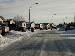 Henke place, a street located in a mobile home park in the town's northeast end, is pictured on Sunday February 22, 2015 in Whitecourt. On Friday Feb. 20 residents noticed a heavy police presence. One  witness said that they saw police raid a home on that street Friday evening.

Adam Dietrich | Whitecourt Star