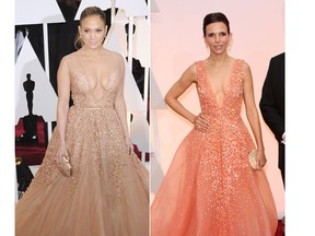 Jennifer Lopez wore a gorgeous beige Elie Saab gown to the Oscars. But wait, so did Luciana Duvall. While there are subtle differences, belt and colour, the dresses are identical. (Brian To/WENN.com)Did JLo wear it better? Vote here: &ampnbsp;