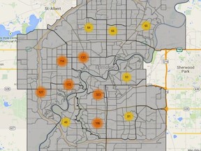 A map of pothole calls for service as seen on the city's 311 Explorer website.