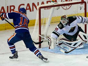 Teddy Purcell, shown here in action against the Wild last Friday, says the Wild applied pressure from the start of that game and didn't let up. (David Bloom, Edmonton Sun)