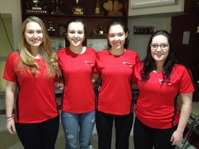 Team Smith, with lead Emma Johnson (left), second Mikaela Cheslock, vice, Kira Brunton and skip Megan Smith, waited for nearly a year to compete in the Canada Winter Games.
