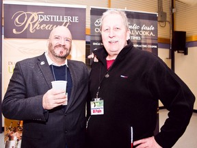 Mayor Peter Politis and Spirits on Ice organizer Bill Pudim pose during the Spirits on Ice event which took place Feb. 14th at the Tim Horton Event Centre.