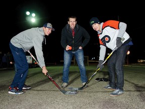 Conservative MP for the Macleod riding, John Barlow, starts off the road hockey game in Pincher Creek during last year's Parade of Lights. The area's representative in Ottawa and his team are setting up a shop in Fort Macleod. john Stoesser photo/QMI Agency