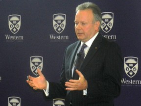 Bank of Canada Governor Stephen Poloz at Western University's Ivey Business School. (HANK DANSIZEWSKI, The London Free Press)