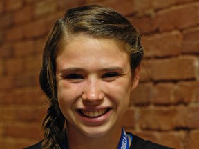Branna MacDougall, 16, won a bronze medal in the junior women’s division at the Pan American Cross Country Cup in Colombia. (Julien Gignac/For The Whig-Standard)
