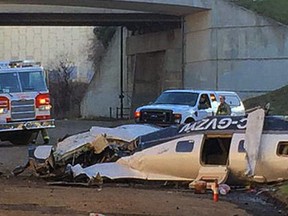A Stony Plain pilot is dead after his plane crashed in downtown Spokane, Wash. on Sunday. PHOTO SUPPLIED/KHQ Spokane