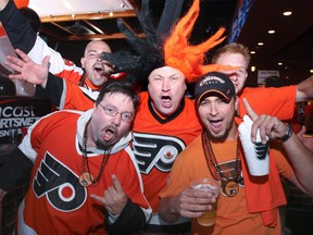 Fans of the Philadelphia Flyers show their passion before a playoff game on June 9, 2010.(ALEX UROSEVIC/Toronto Sun)