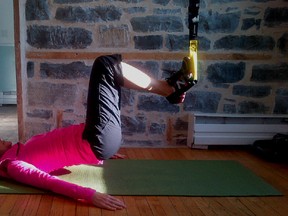 The TRX Suspension Training system is used in this week’s hamstring curl and power squat exercises. (Supplied photo)
