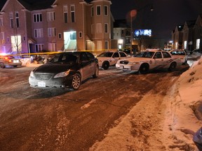 Toronto Police found the victim without vital signs at this townhouse complex at Thomas Elgie Dr., Laird Dr. and Eglinton Ave. (DAVID RITCHIE/Special to the Toronto Sun)