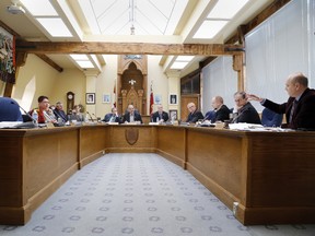 Member of Belleville, Ont. city council are discussing 109 proposed capital budget items in council chamber at city hall Thursday, Feb. 26, 2015. - JEROME LESSARD/THE INTELLIGENCER/QMI AGENCY