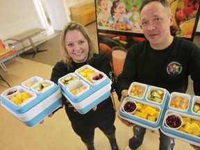 Kellie Bourgeois (left) and Jean-Louis Declercq's KidsKitz provides healthy lunches to daycares and schools.