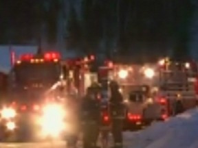 Two kids are missing after a major fire at home in Gracefield, Quebec on Thursday, Feb. 26, 2015. SCREENSHOTS / VAT NEWS / QMI AGENCY