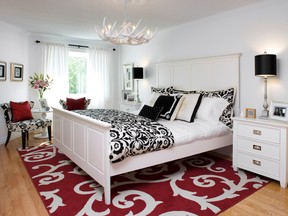 Embellishing the space with a zingy white and red colour scheme changed everything and allowed for a stylish bedroom to emerge.