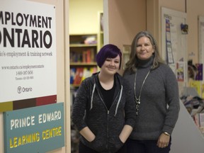 John R. Moodie/For The Intelligencer
Kathy Kennedy, executive director of the Prince Edward Learning Centre with hospitality plus student Sam Shelley. The agency is one of two new additions to the list of agencies funded through the United Way of Quinte.