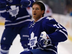 Former Leafs winger David Clarkson skates in warm up before Leafs vs Ottawa Senators pre-season game in Toronto on Tuesday September 24, 2013. Craig Robertson/QMI Agency