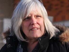 Lorraine Ashkenase, the widow of Andrew Mixemong, outside Barrie court on Feb. 27, 2015. (Tracy McLaughlin/Special to the Toronto Sun)