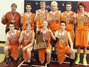Quinte Christian Eagles won the COSSA A senior boys hoop title in Trenton this week.
