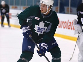 Maple Leafs forward Peter Holland admits that “everyone is probably a little nervous” about the NHL trade deadline. (JACK BOLAND/Toronto Sun files)