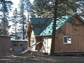 This log cabin, which occupied about 1,400 square feet on a remote lot some 270 miles south of Portland, Oregon, was reported stolen only to be found two days later less than a mile from where it was taken. (KOBI Tee-Vee/YouTube screengrab)