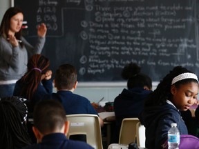 A Grade 7 math class at St. Charles Garnier Catholic School. (Michael Peake/Toronto Sun)