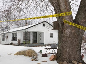 Police tape surrounds one of the crime scenes where gunman, Joseph Jesse Aldridge, killed seven people on Thursday night in Tyrone, Missouri February 27, 2015. A REUTERS/Kate Munsch