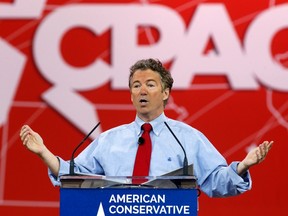 Senator Rand Paul of Kentucky speaks at the Conservative Political Action Conference (CPAC) at National Harbor in Maryland February 27, 2015. REUTERS/Kevin Lamarque